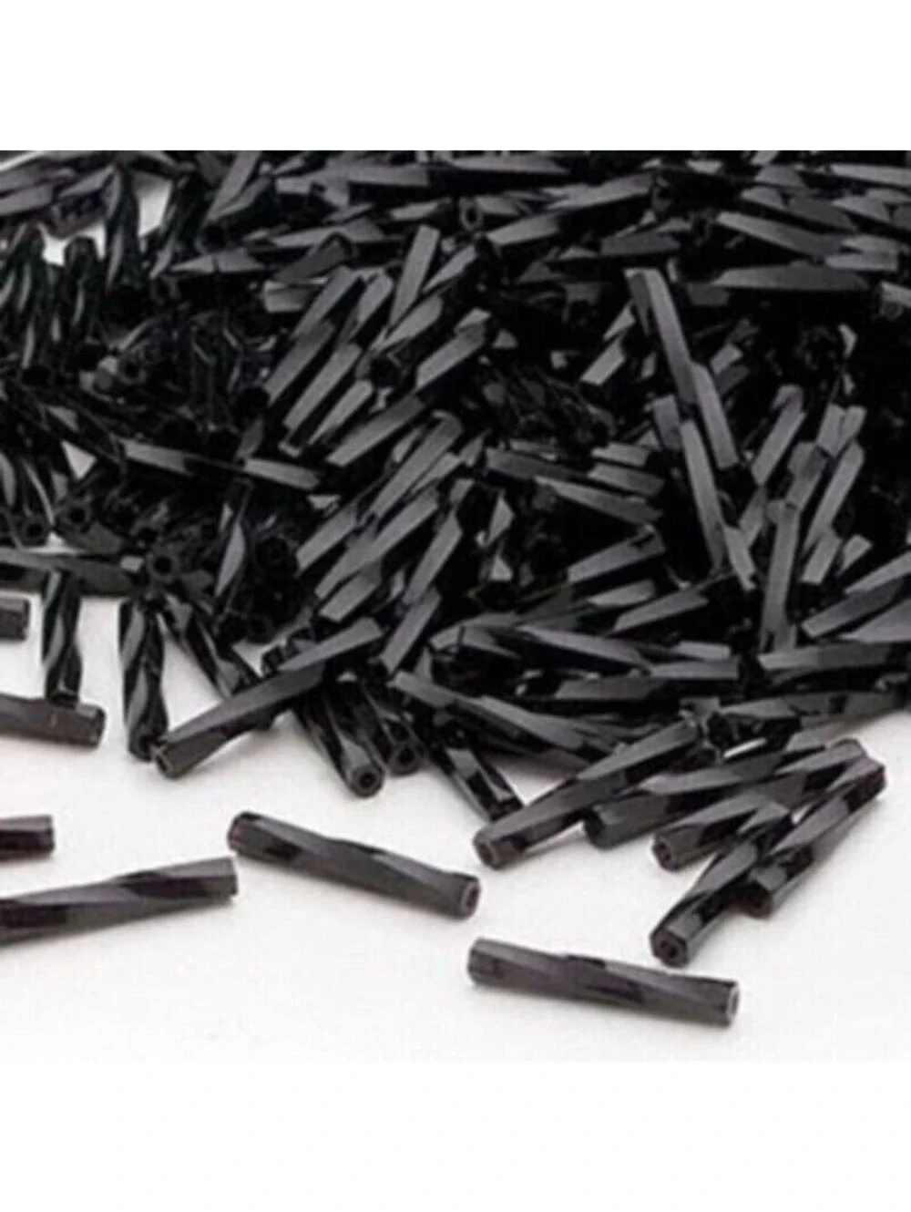 Bulk Japanese Twisted Hex Cut Glass 12mm Black Tube Beads Miyuki 100 pcs